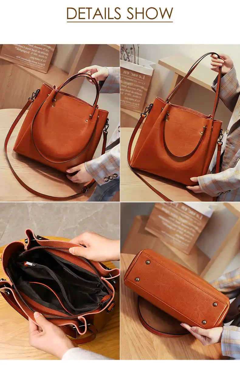 Modern Large Leather Tote Bag for Women Convertible Crossbody Work Purse