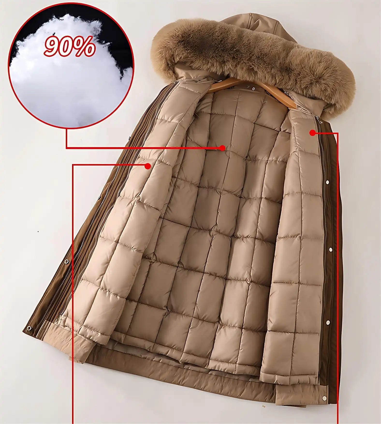 Modern Women's Mid-Length Puffer Parka with Detachable Lining