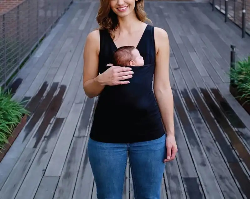 Mom's Kangaroo Carrier Tank - Sleeveless V-Neck Bonding Top