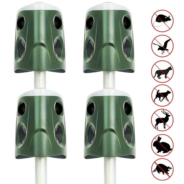 360° Multi-Function Bird Repeller – Ultrasonic Animal Deterrent with Triple-Speaker Design Outdoor Pest Control for Mice, Birds, and Squirrel