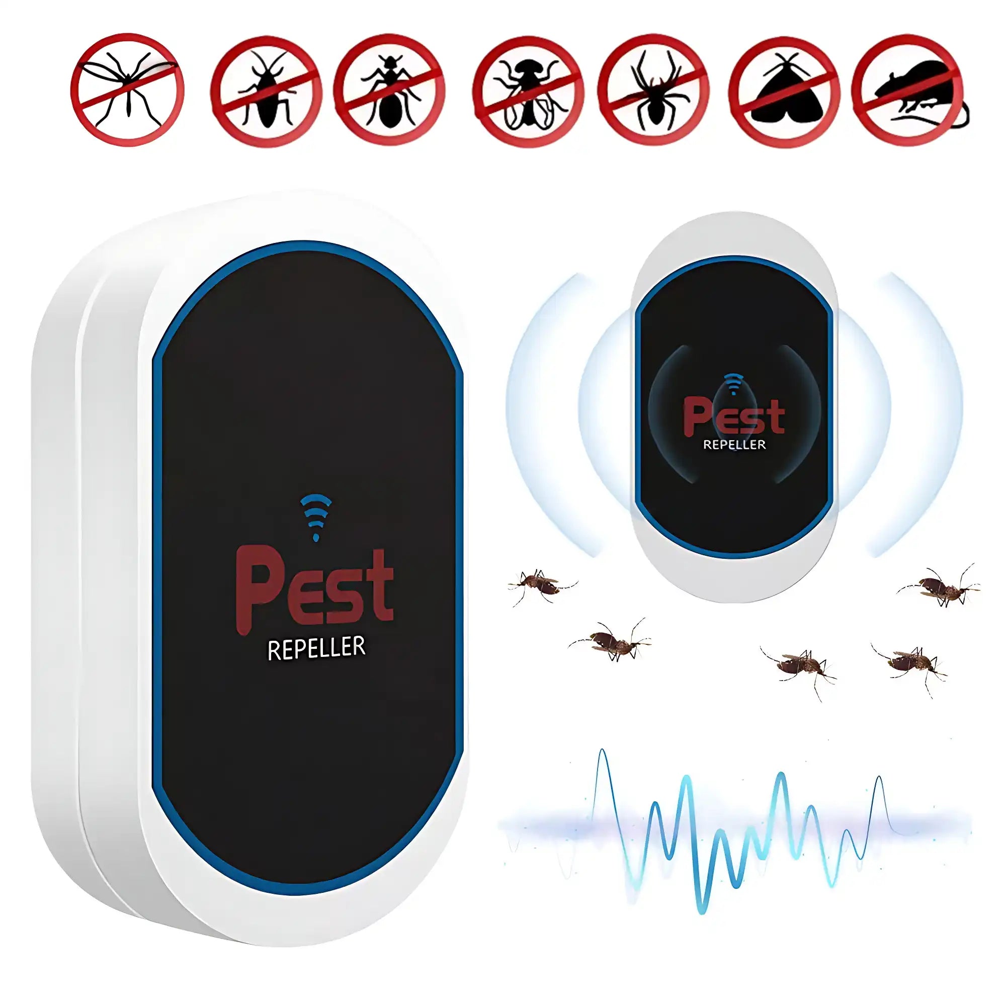 Multifunctional Ultrasonic Silent Electronic Pest Repeller - Repels Mosquitoes, Cockroaches, Spiders, Bats