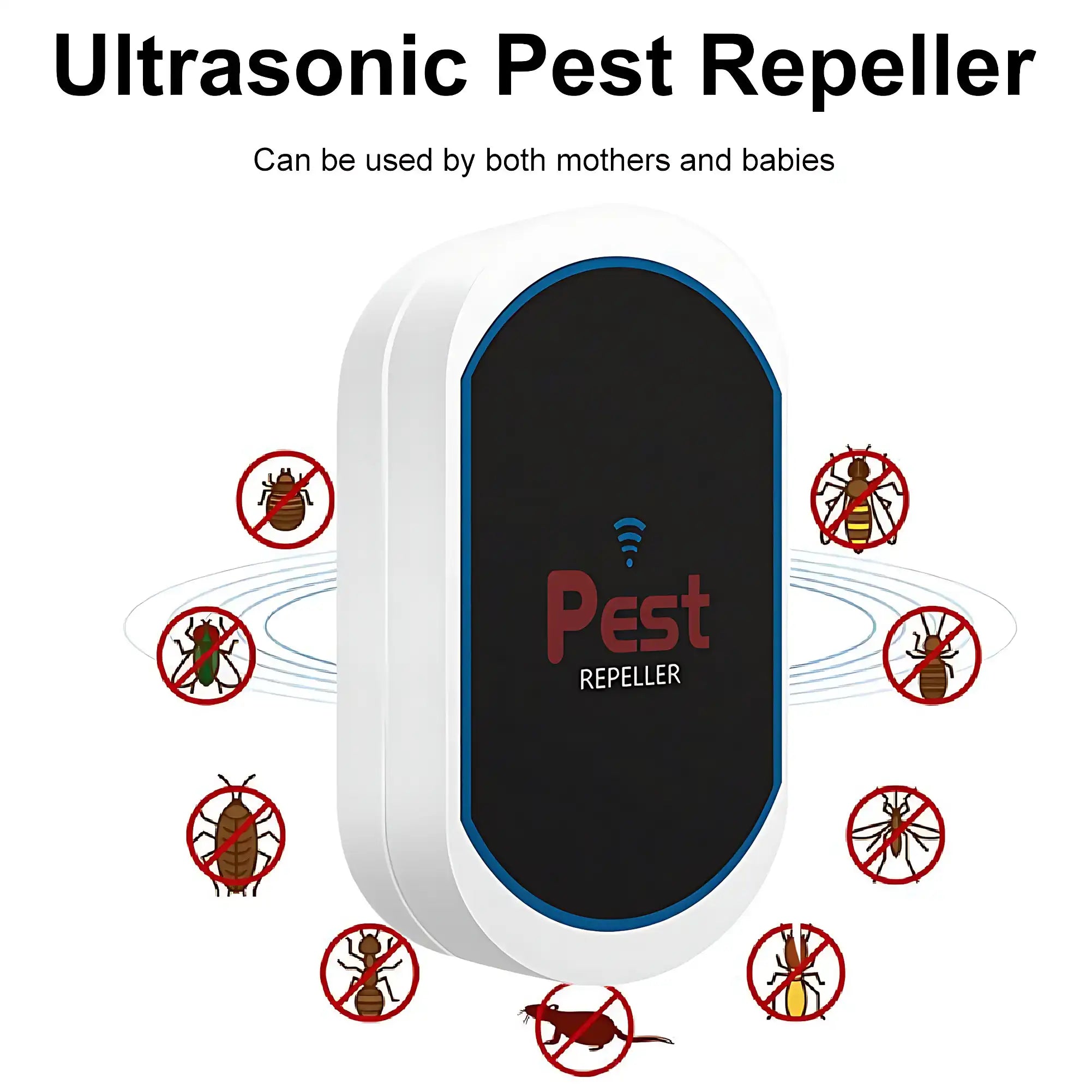 Multifunctional Ultrasonic Silent Electronic Pest Repeller - Repels Mosquitoes, Cockroaches, Spiders, Bats