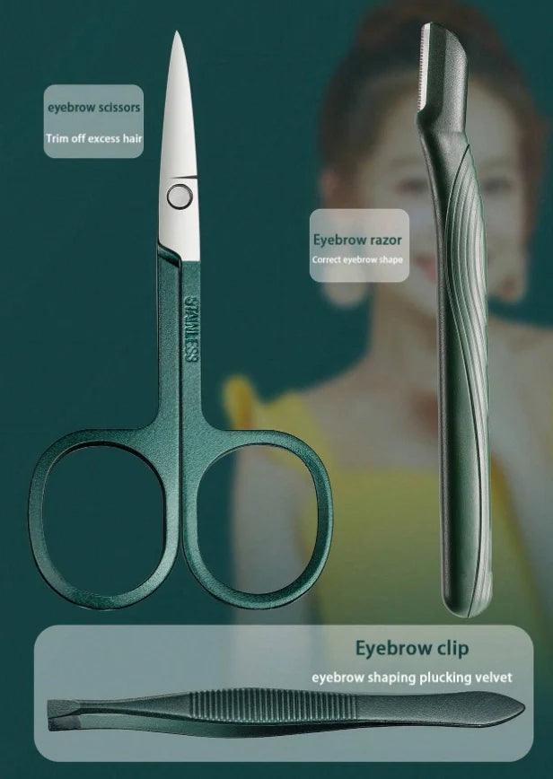 18-Piece Nail Clippers Set Stainless Steel Manicure Kit Travel Scissors Makeup Beauty Tools