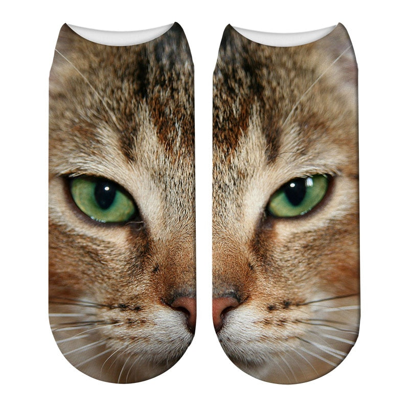New Design 3D Printed Women Winter Christmas Socks Funny Creative Pet Cat Face Unisex Cotton Harajuku Ankle Socks Children Gift