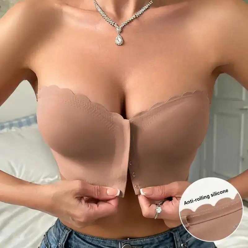 Non-Slip Front Closure Strapless Bra - Seamless & Wireless