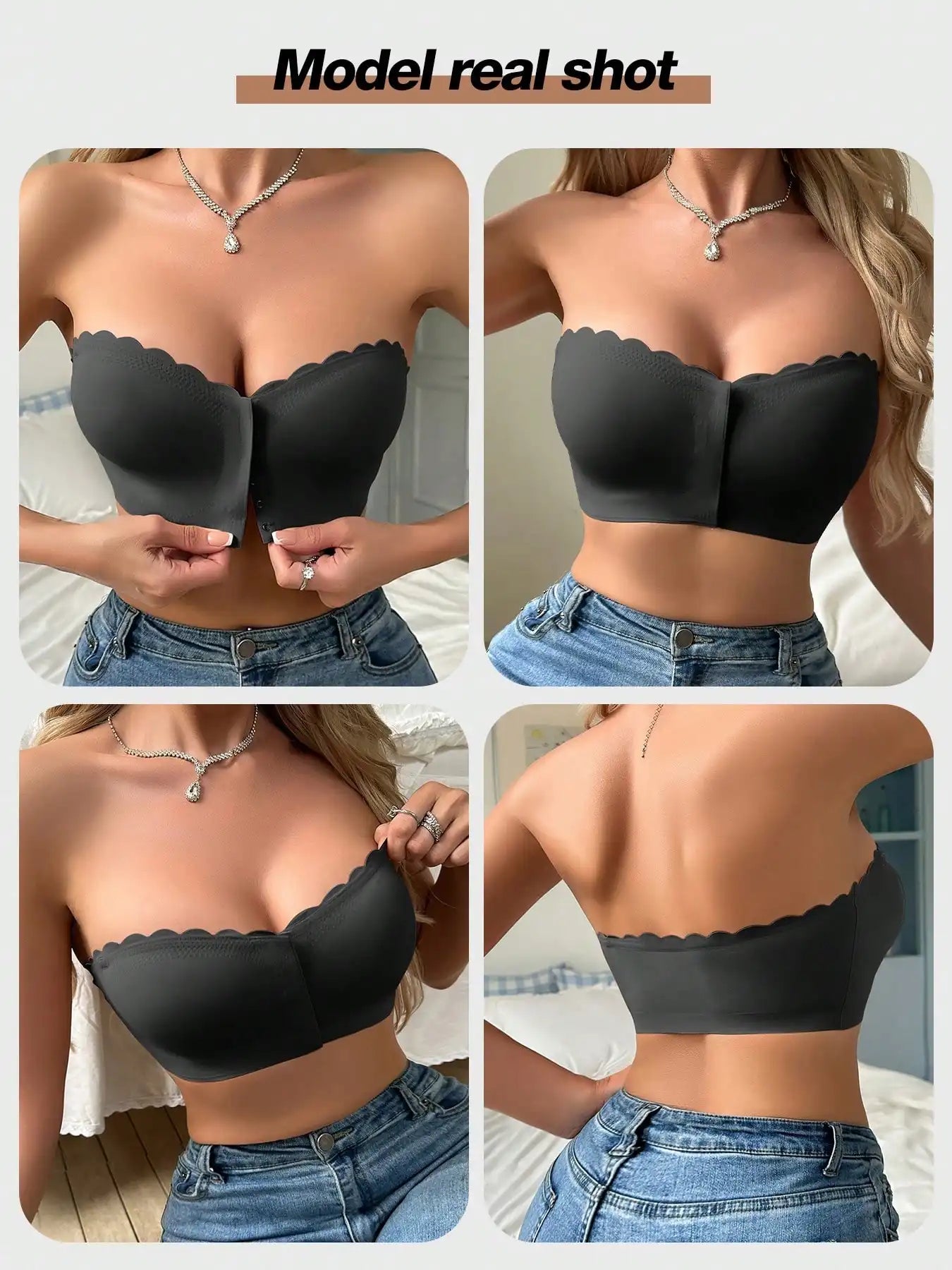 Non-Slip Front Closure Strapless Bra - Seamless & Wireless