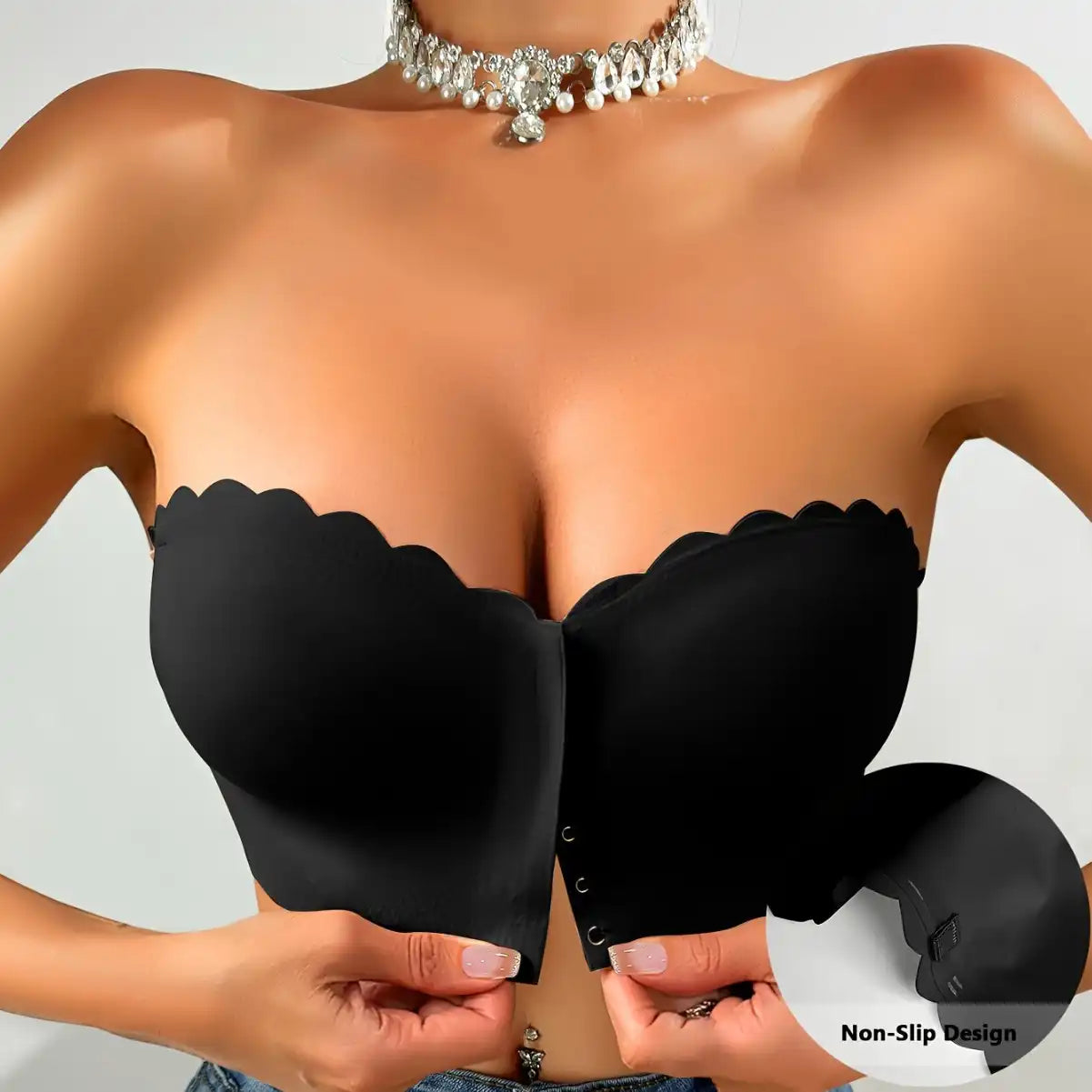 Non-Slip Front Closure Strapless Bra - Seamless & Wireless