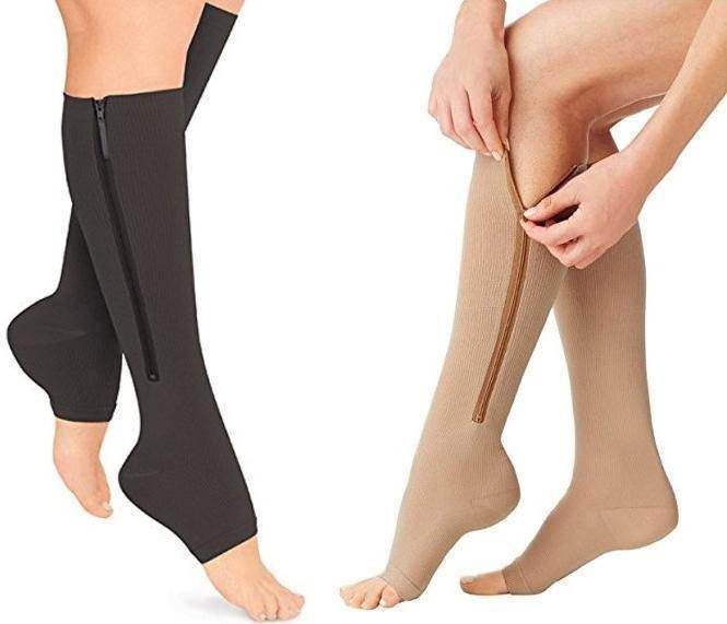 Copper Zipper Compression Socks - Zip Up Support Stockings ~ Easy to Wear!