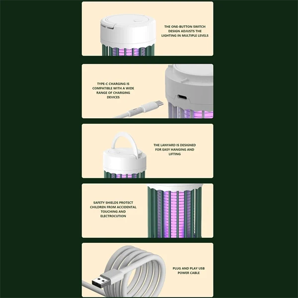 Rechargeable Outdoor & Indoor Waterproof Bug & Mosquito Zapper Lamp