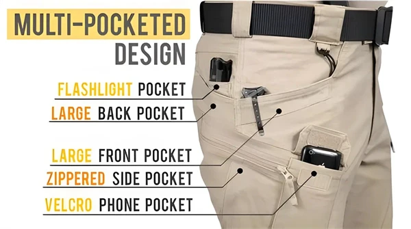 Outdoor Tactical Waterproof Pants – Army-Inspired Ripstop Combat Pants for Hiking, Multi-Pocket, Quick-Dry, Water-Resistant