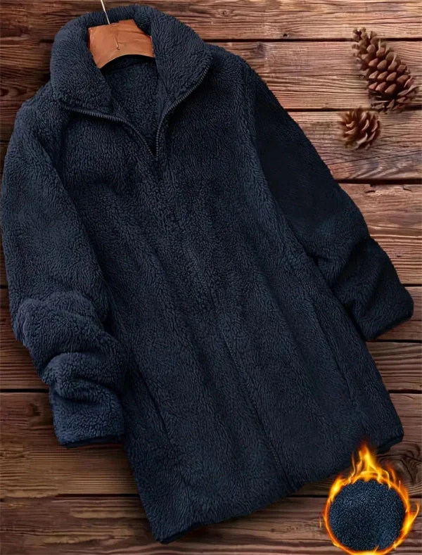 Oversized Fleece Pullover - Cozy Half-Zip Teddy Jacket for Women