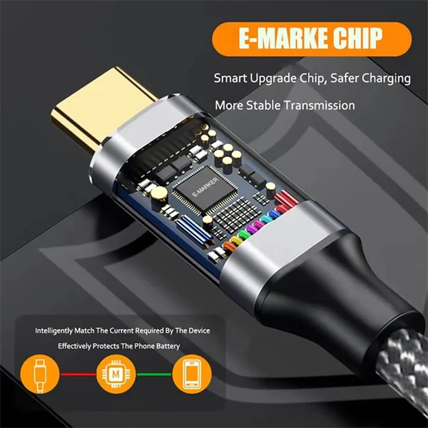 PD 60W Fast Charging Type-C to Type-C Cable – 0.25m/0.5m/1m/1.5m/2m/3m/5m/8m Lengths forNylon Braided, Pure Copper Core