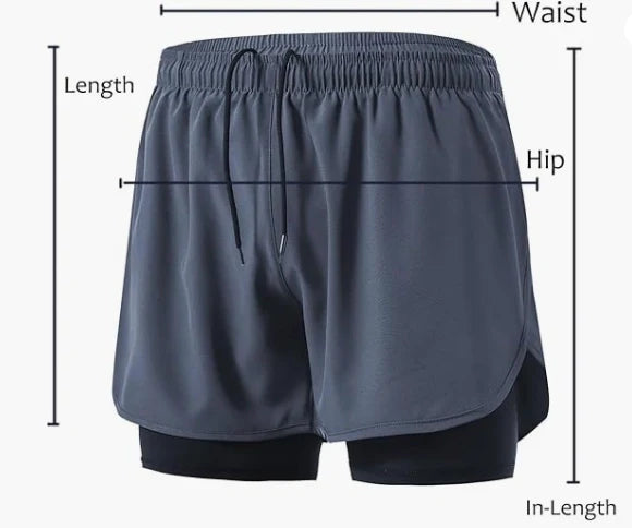 Men's Running Shorts Quick-drying ventilate Double Layer Shorts Sport Workout Training Bodybuilding Short Pants
