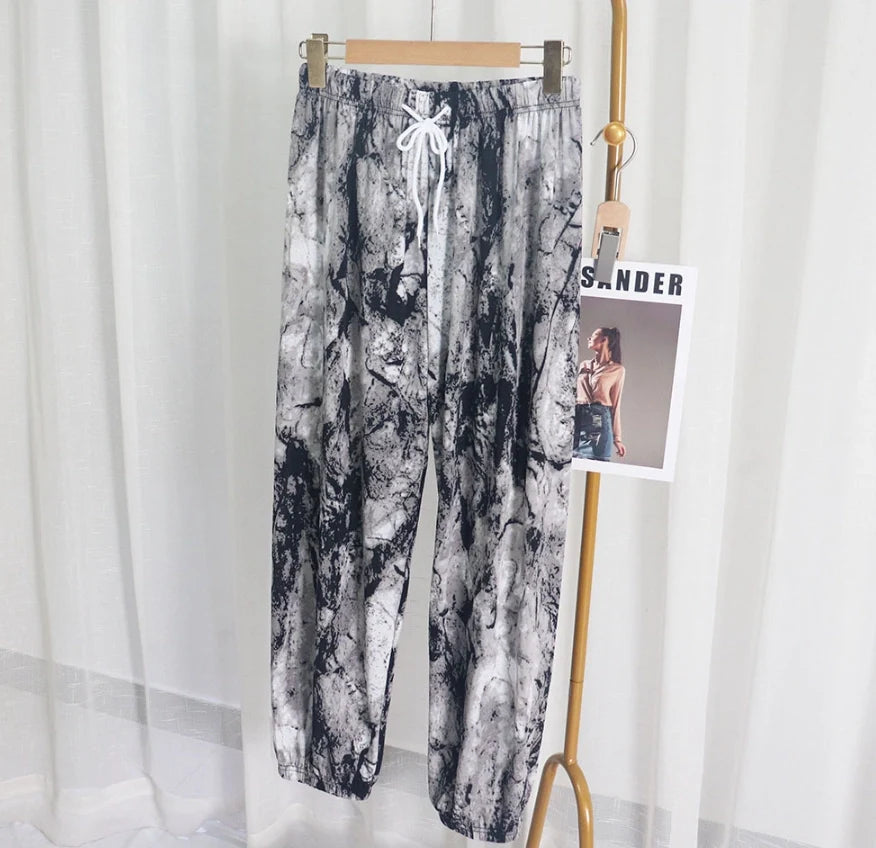 Women's Fashion Casual Harem Pants High Waist Printed Loose Beach Pants