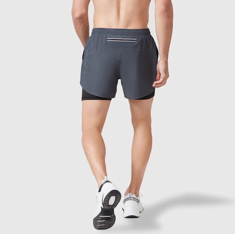 Men's Running Shorts Quick-drying ventilate Double Layer Shorts Sport Workout Training Bodybuilding Short Pants