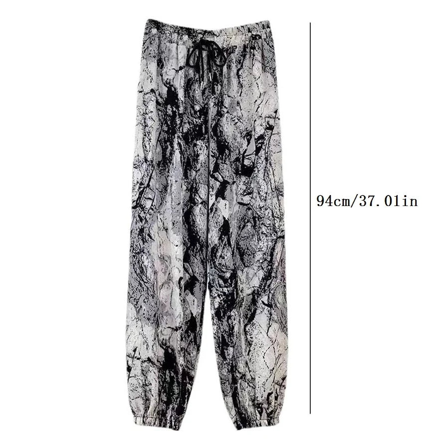 Women's Fashion Casual Harem Pants High Waist Printed Loose Beach Pants