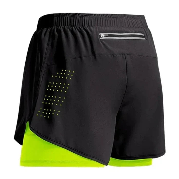 Men's Running Shorts Quick-drying ventilate Double Layer Shorts Sport Workout Training Bodybuilding Short Pants