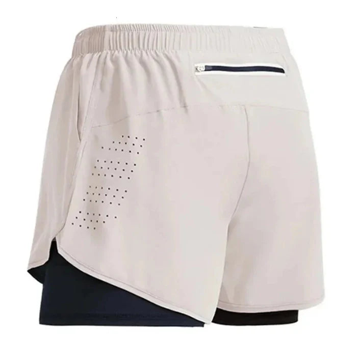 Men's Running Shorts Quick-drying ventilate Double Layer Shorts Sport Workout Training Bodybuilding Short Pants