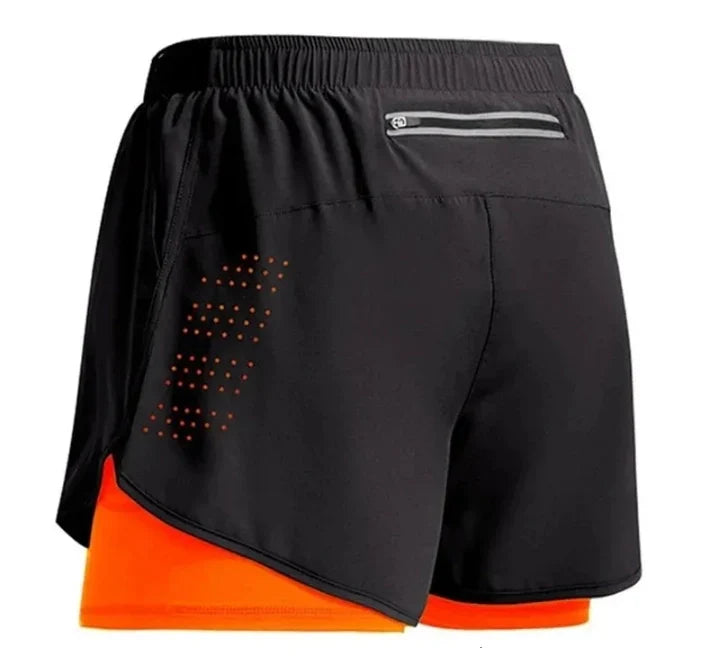 Men's Running Shorts Quick-drying ventilate Double Layer Shorts Sport Workout Training Bodybuilding Short Pants