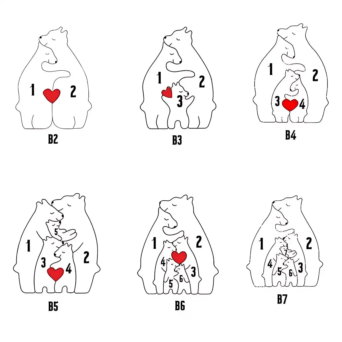 Personalized Bear Family Puzzle - Handcrafted Wooden Keepsake Gift