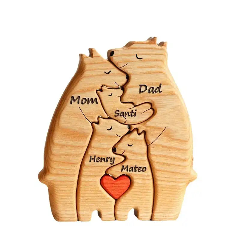 Personalized Bear Family Puzzle - Handcrafted Wooden Keepsake Gift