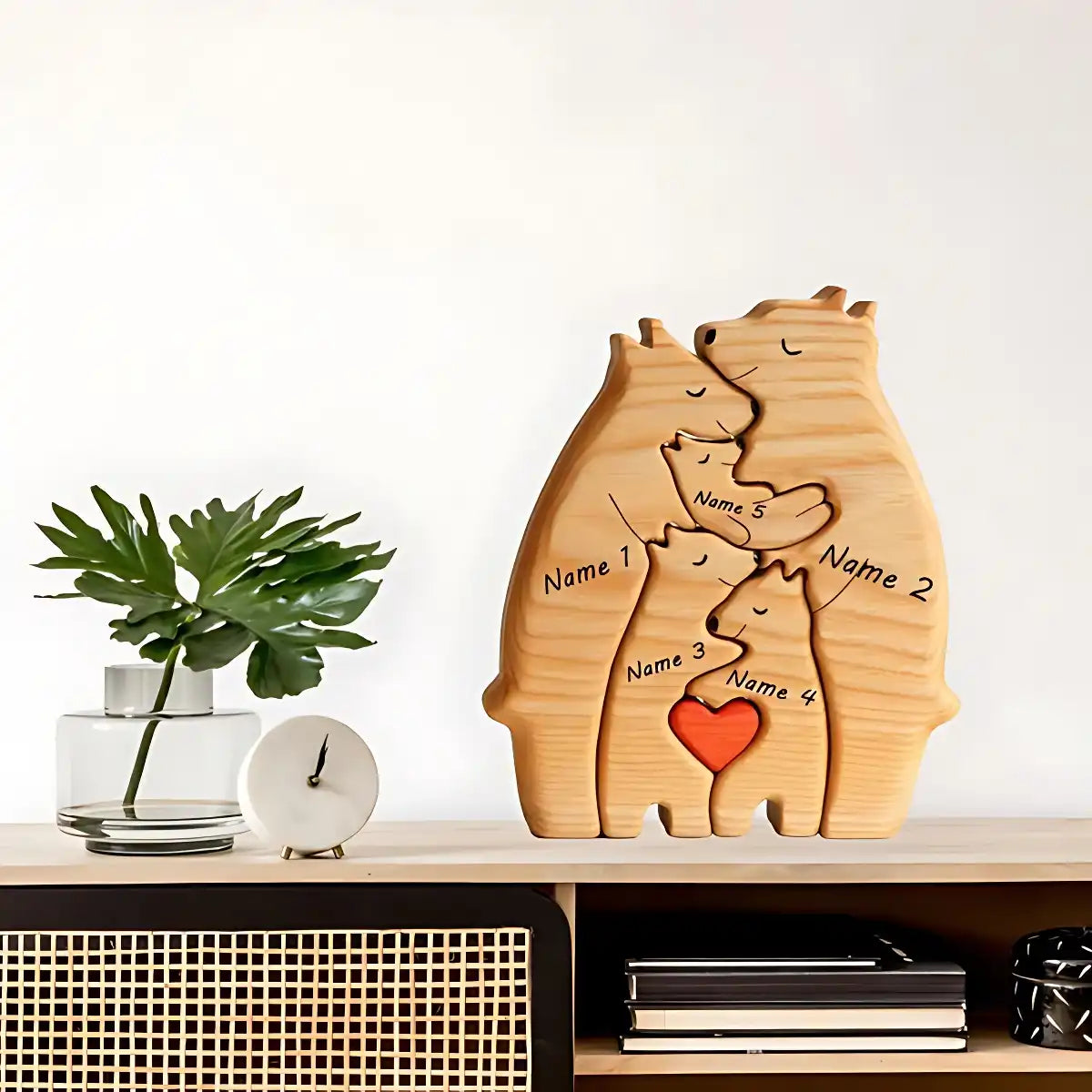 Personalized Bear Family Puzzle - Handcrafted Wooden Keepsake Gift
