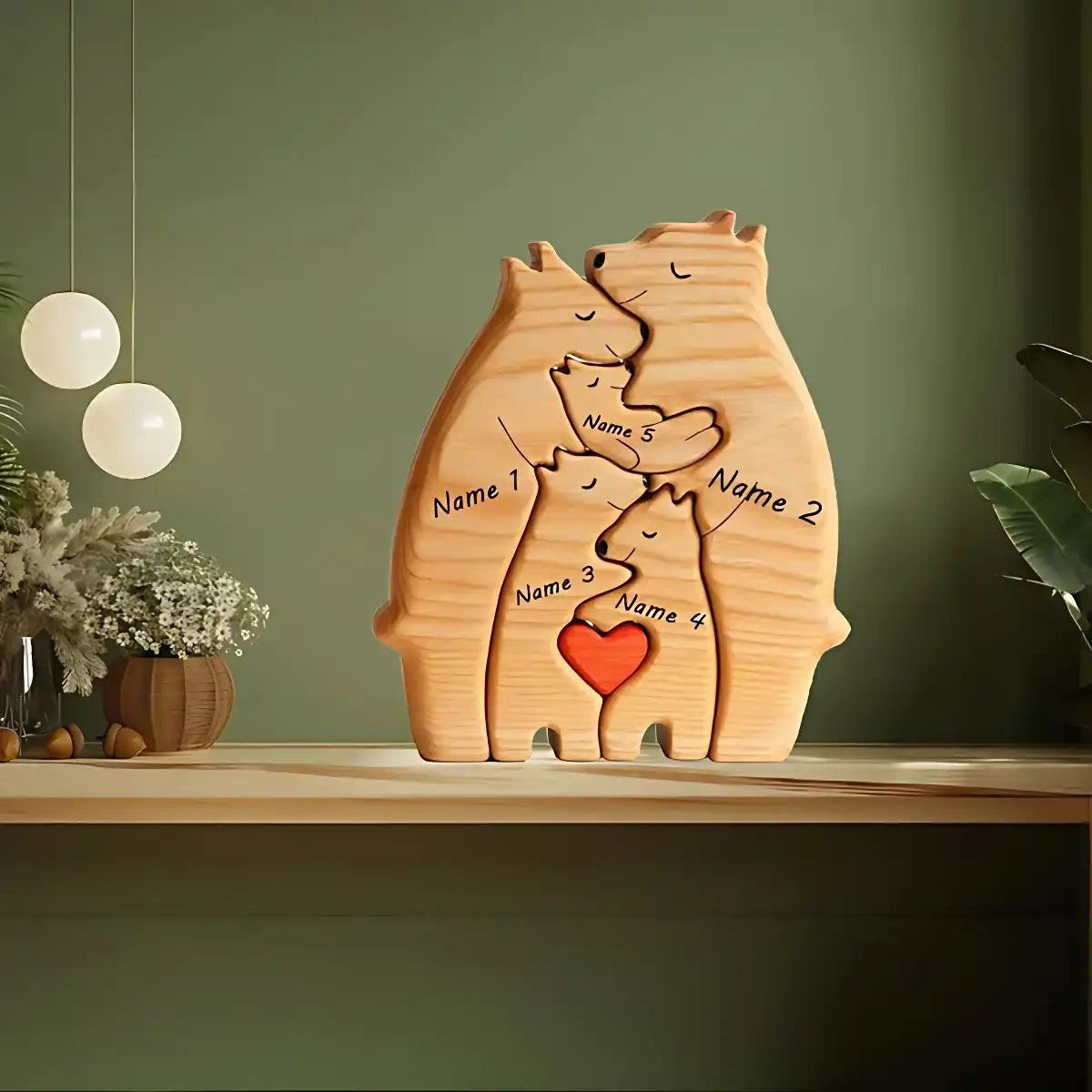 Personalized Bear Family Puzzle - Handcrafted Wooden Keepsake Gift