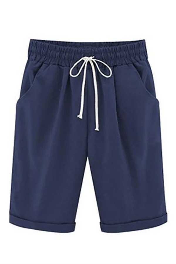 Plain with Pockets Sashes Holiday Loose Shorts (9 Colors)