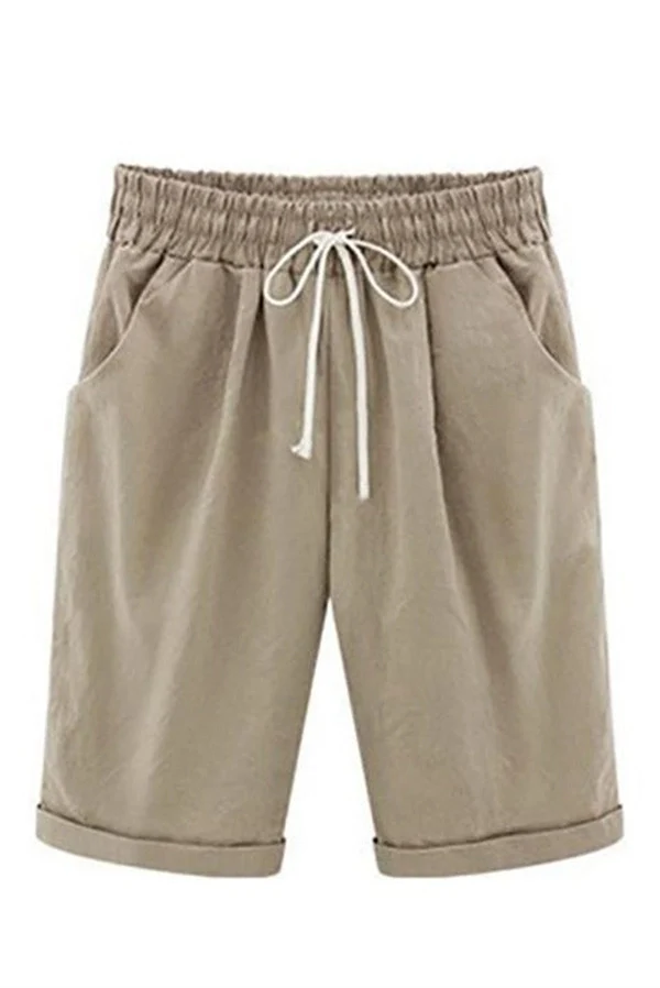 Plain with Pockets Sashes Holiday Loose Shorts (9 Colors)