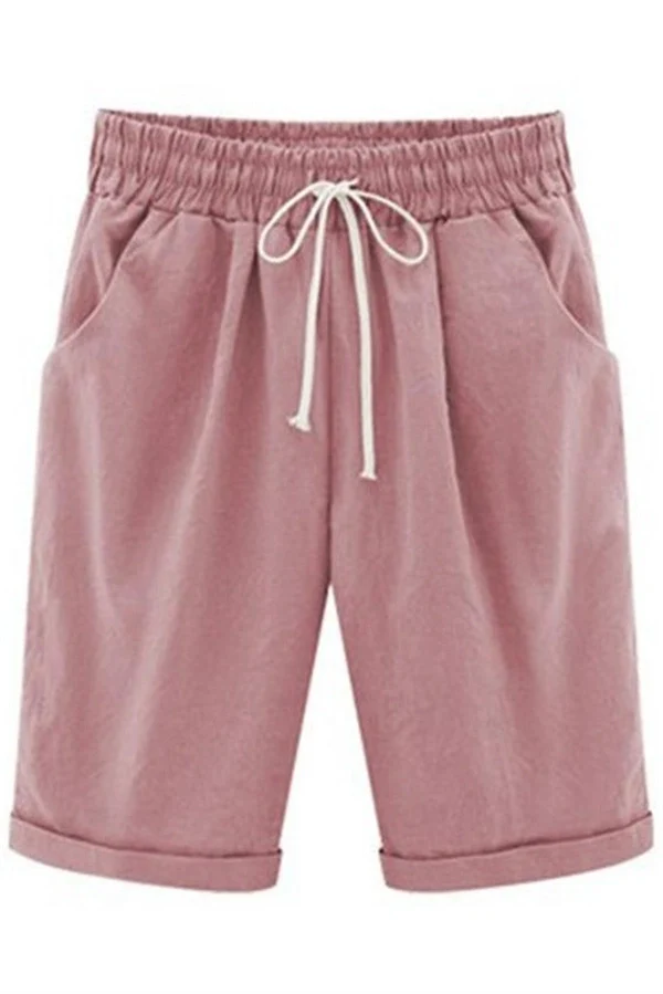 Plain with Pockets Sashes Holiday Loose Shorts (9 Colors)
