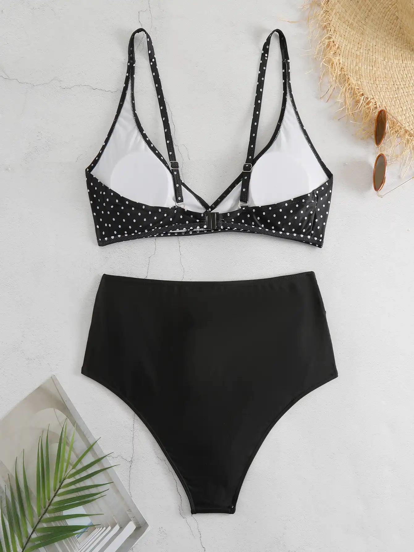 Plus Size Polka Dot Swimwear High Waist Bikini Set