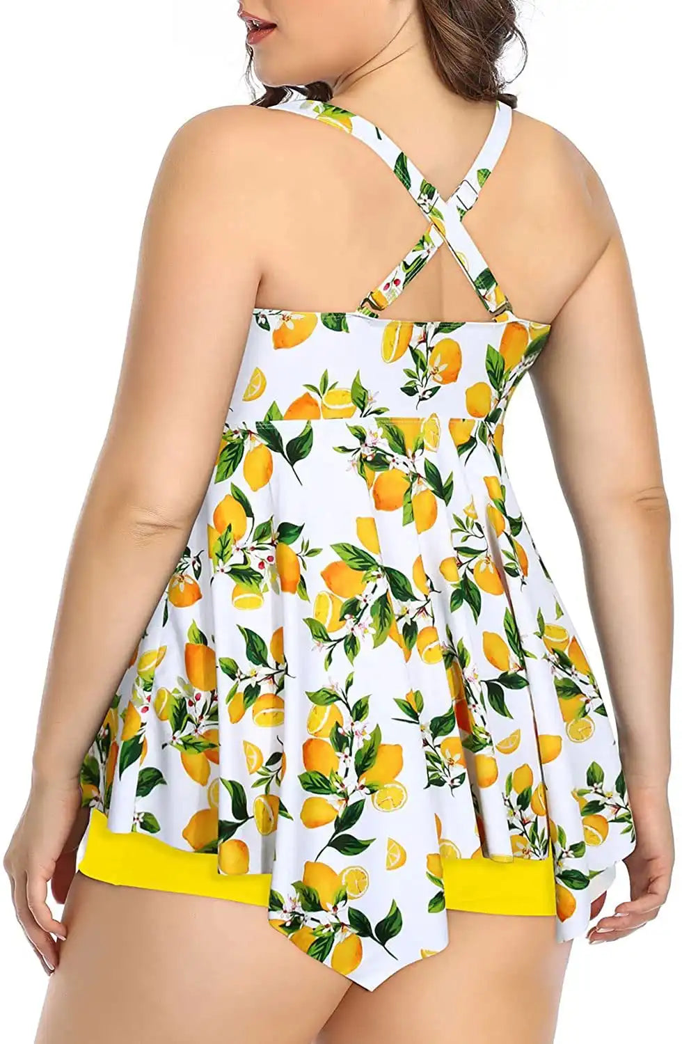 Plus Size Tankini Set | Tummy Control Swim with Cross Shoulder