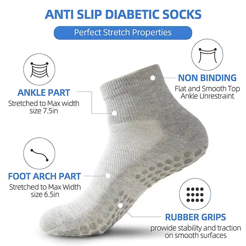 Plus Size Non-Binding Diabetic Ankle Socks (2-Pairs)