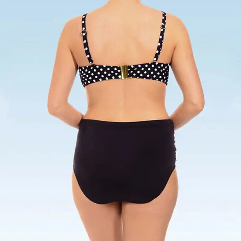 Plus Size Polka Dot Swimwear High Waist Bikini Set