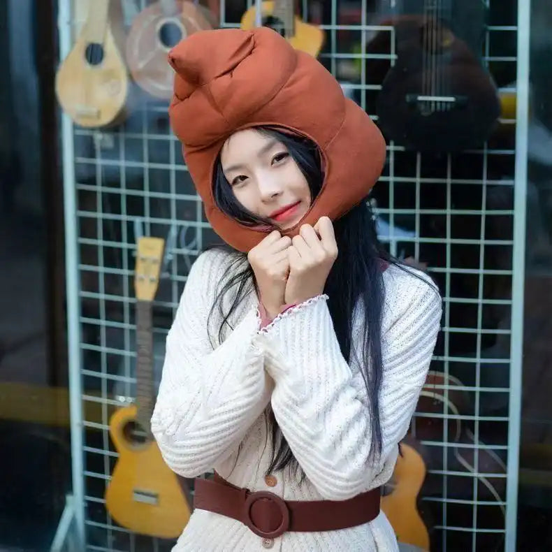 Plush Poop Emoji Hat - Funny Prank Headgear for April Fools & Carnivals