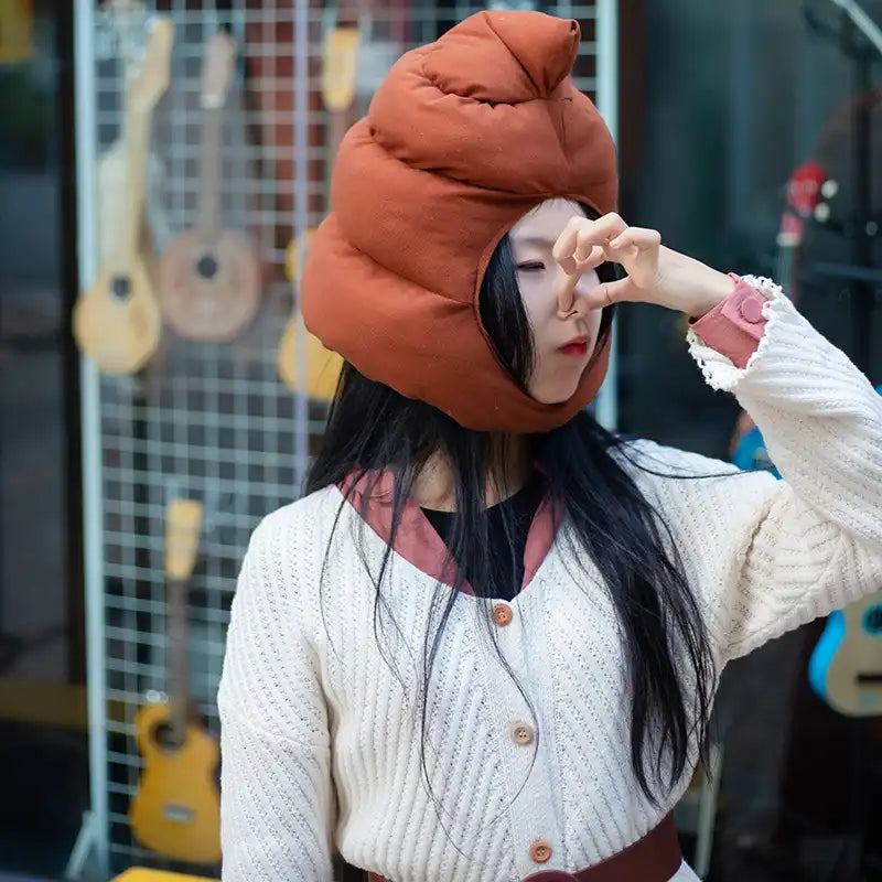 Plush Poop Emoji Hat - Funny Prank Headgear for April Fools & Carnivals