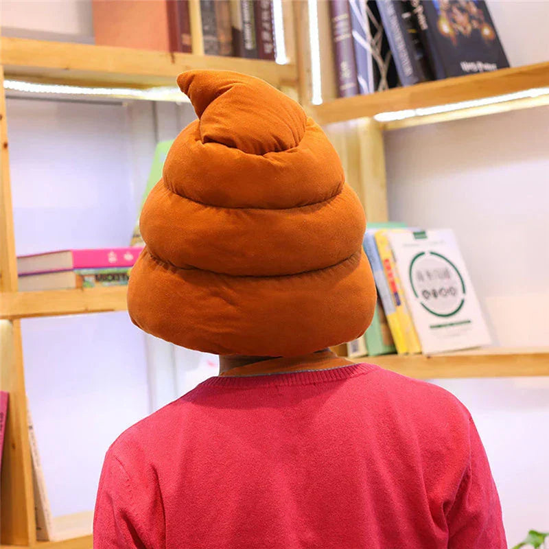 Plush Poop Emoji Hat - Funny Prank Headgear for April Fools & Carnivals