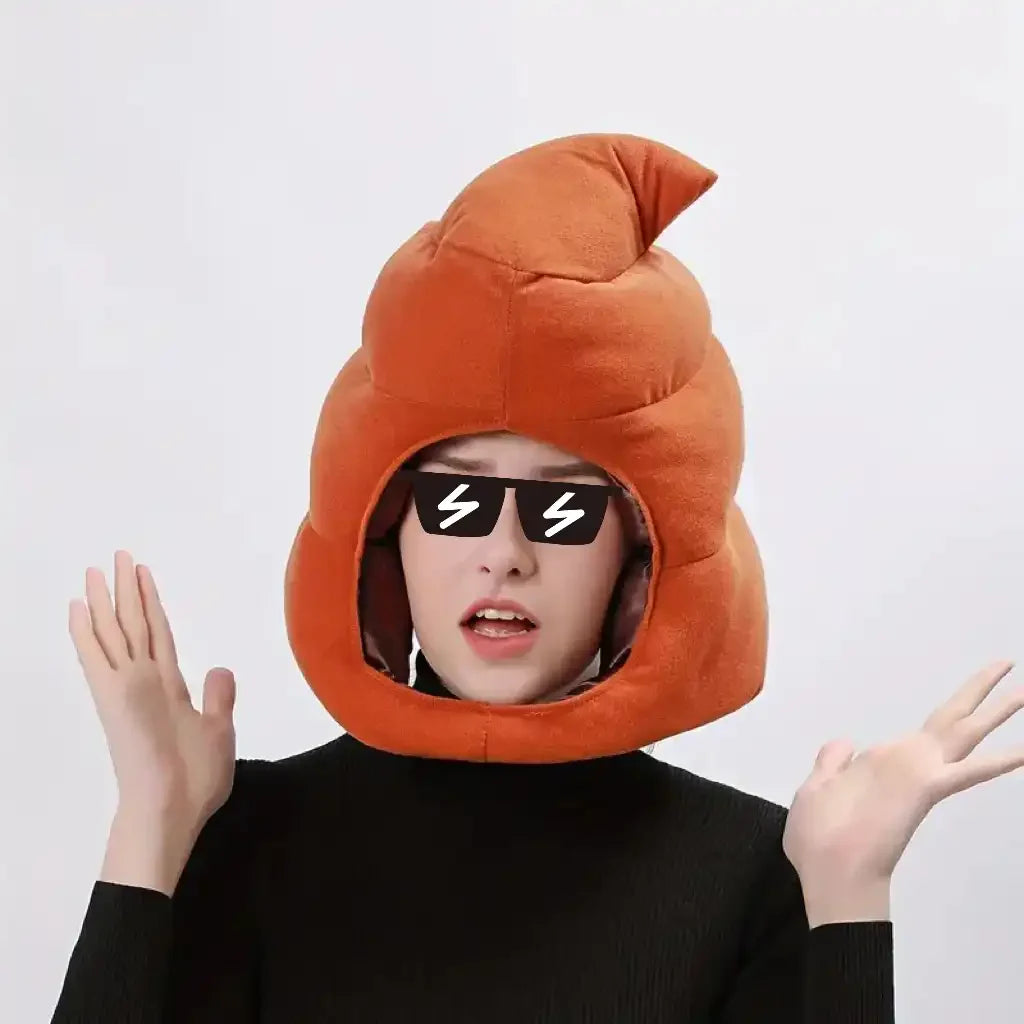 Plush Poop Emoji Hat - Funny Prank Headgear for April Fools & Carnivals