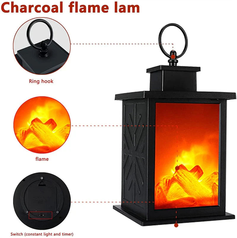 Portable Electric Fireplace Lamp - Flickering LED Flame for Home Decor