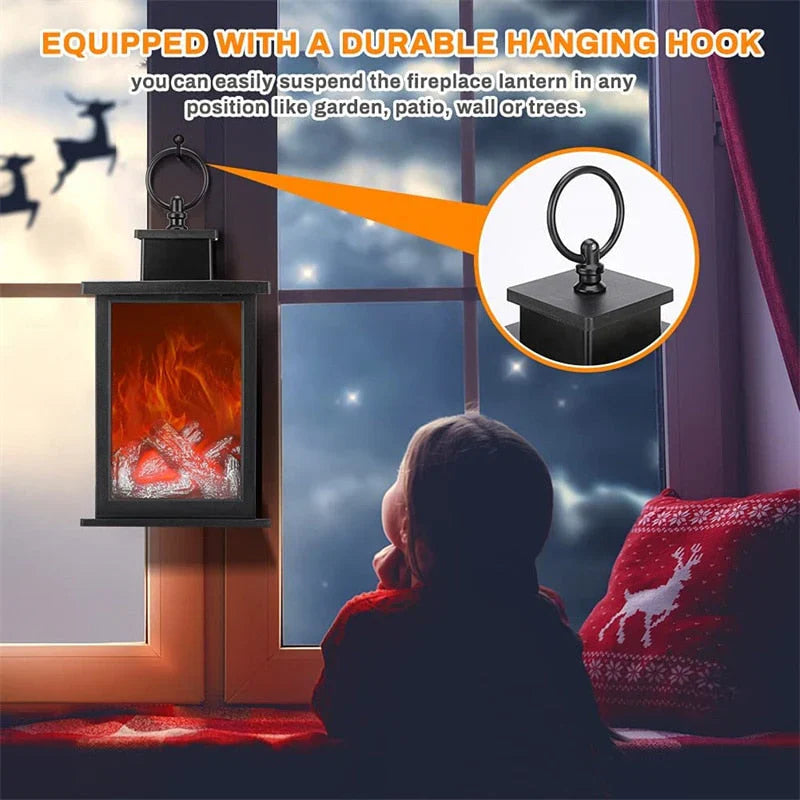 Portable Electric Fireplace Lamp - Flickering LED Flame for Home Decor