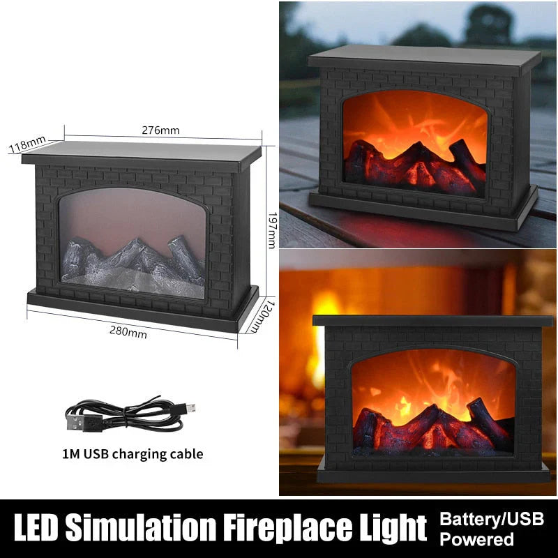 Portable Electric Fireplace Lamp - Flickering LED Flame for Home Decor