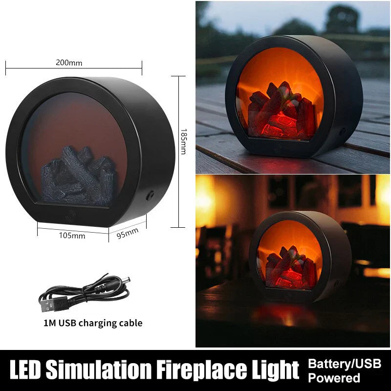 Portable Electric Fireplace Lamp - Flickering LED Flame for Home Decor