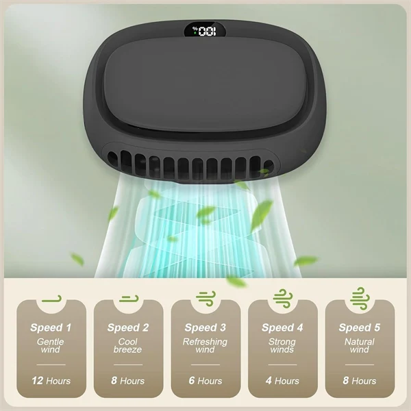Portable Neck Fan with 5 Speeds USB Rechargeable for Travel & Home