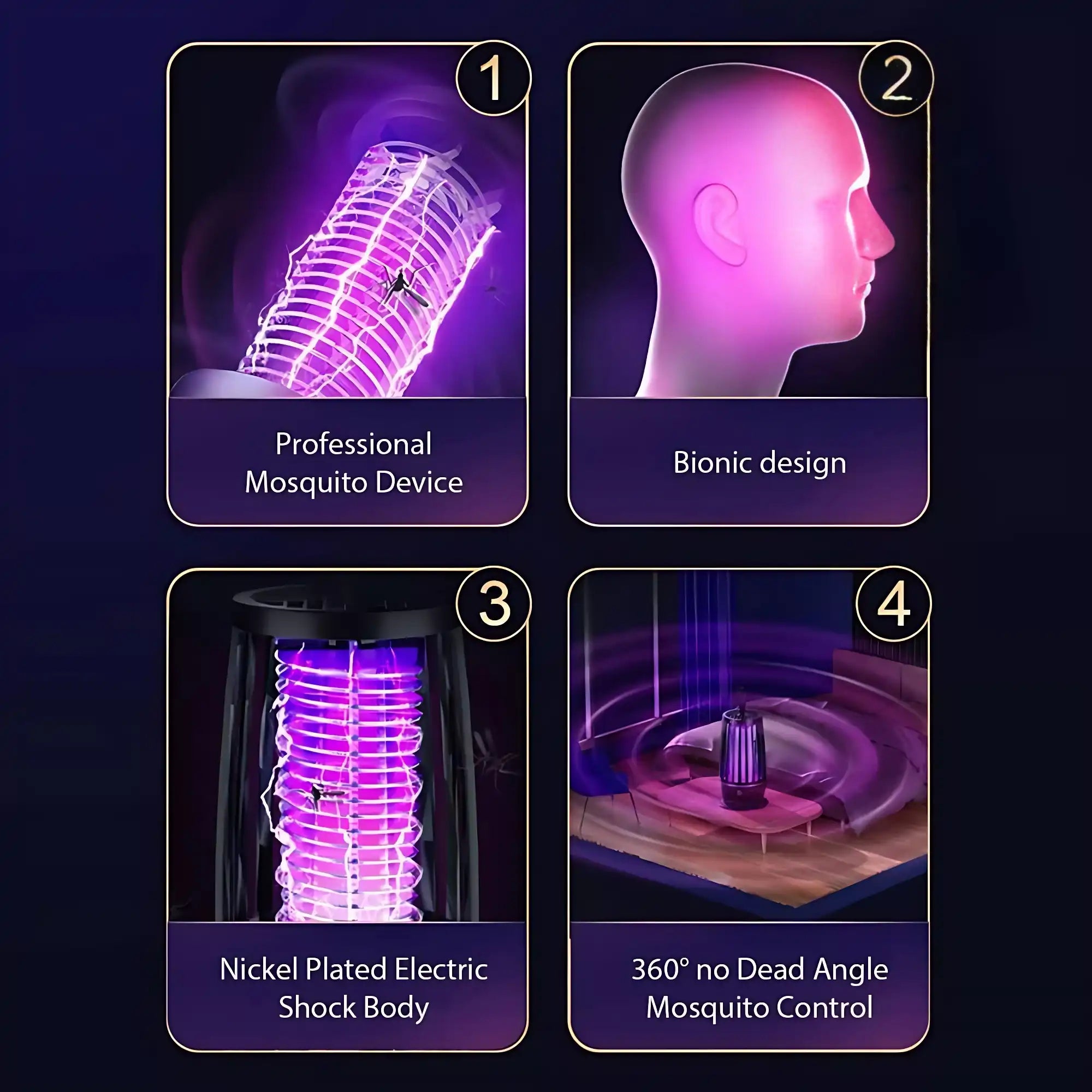 Portable Silent Electric Mosquito Killer LED Fly Trap Lamp