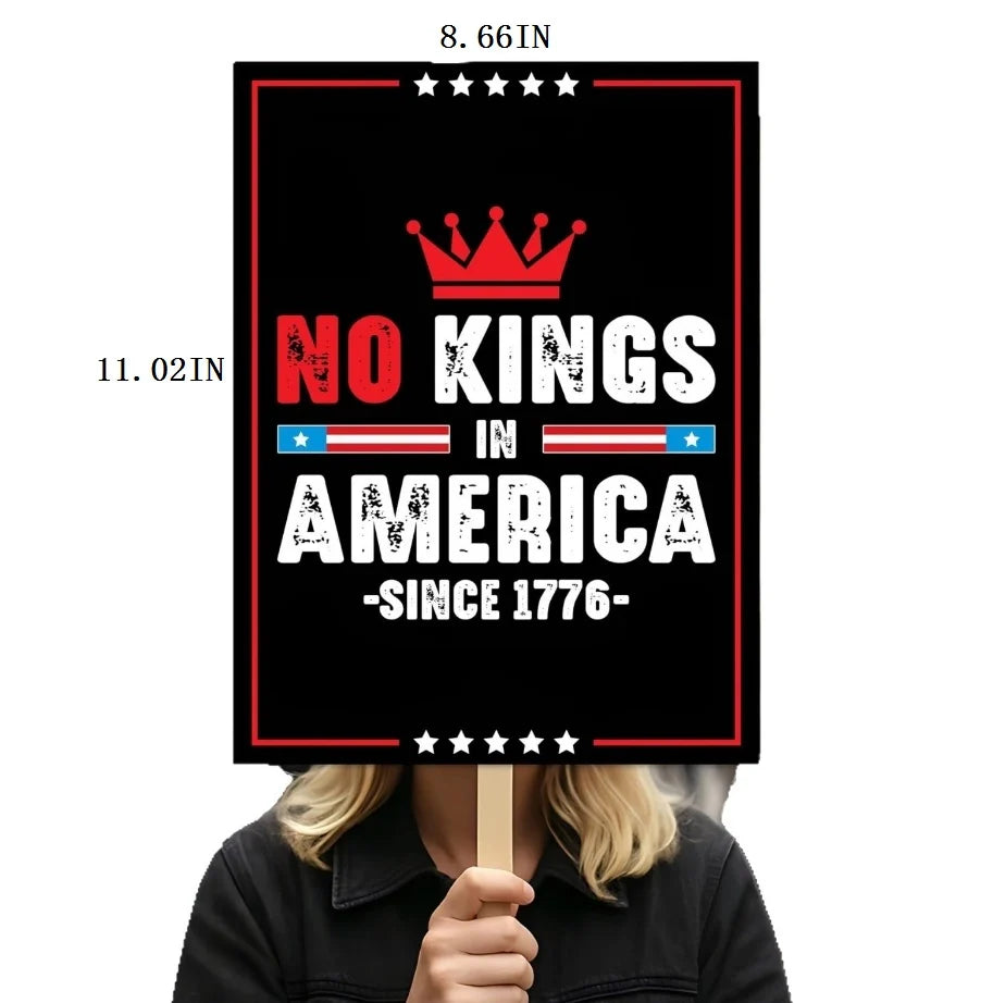 No Kings In America Protest Sign, Protest Poster Banner