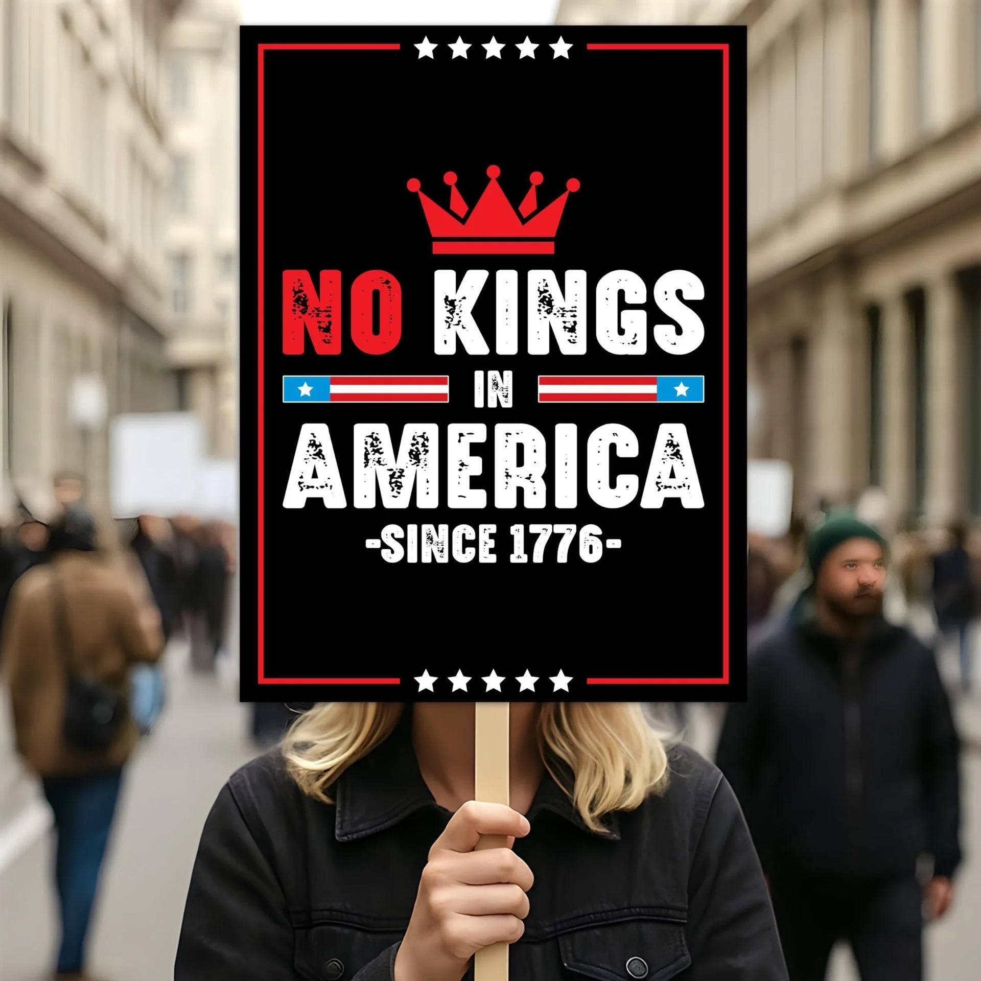 No Kings In America Protest Sign, Protest Poster Banner
