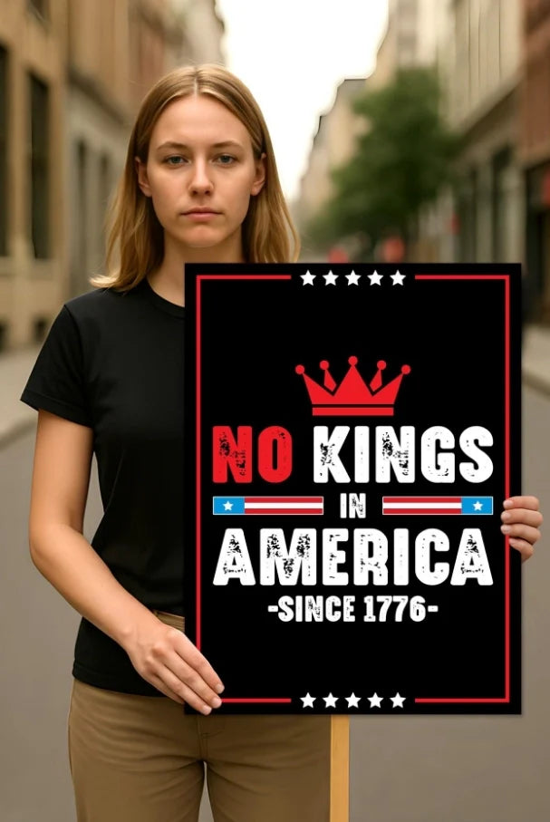 No Kings In America Protest Sign, Protest Poster Banner