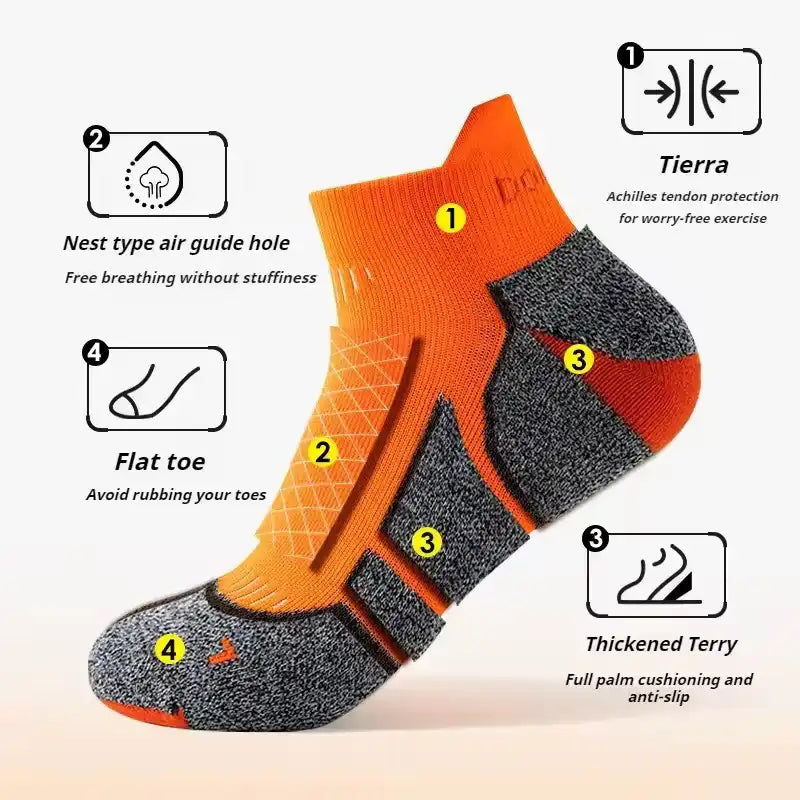 Pro Marathon Running Socks - Cushioned Ankle Socks (Unisex)