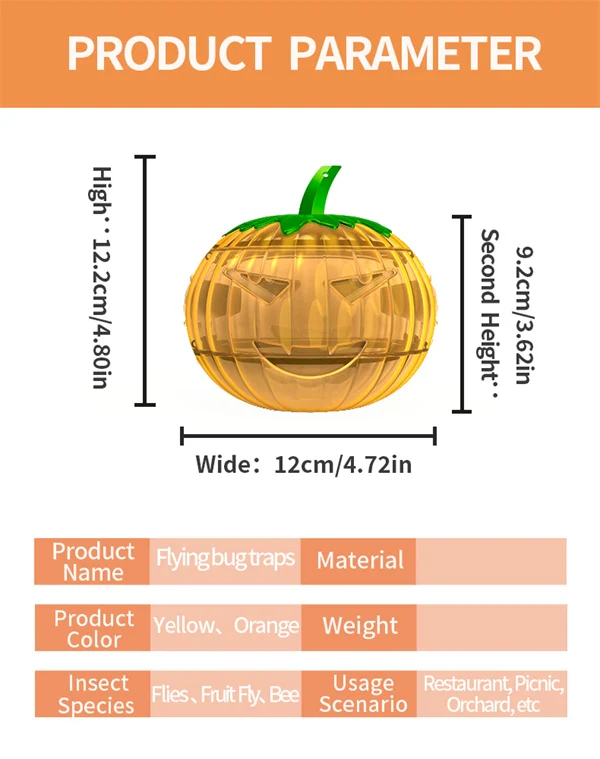 Pumpkin-Shaped Flying Bug Trap – Hanging Flea, Bee & Fruit Fly Catcher for Effective Pest Control