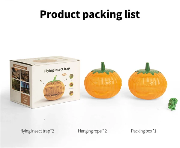Pumpkin-Shaped Flying Bug Trap – Hanging Flea, Bee & Fruit Fly Catcher for Effective Pest Control